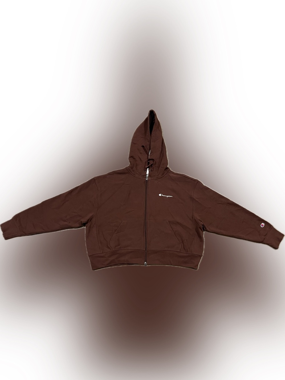 Champion Iconic Cropped Full Zip Hoodie Brown NWT Size XL